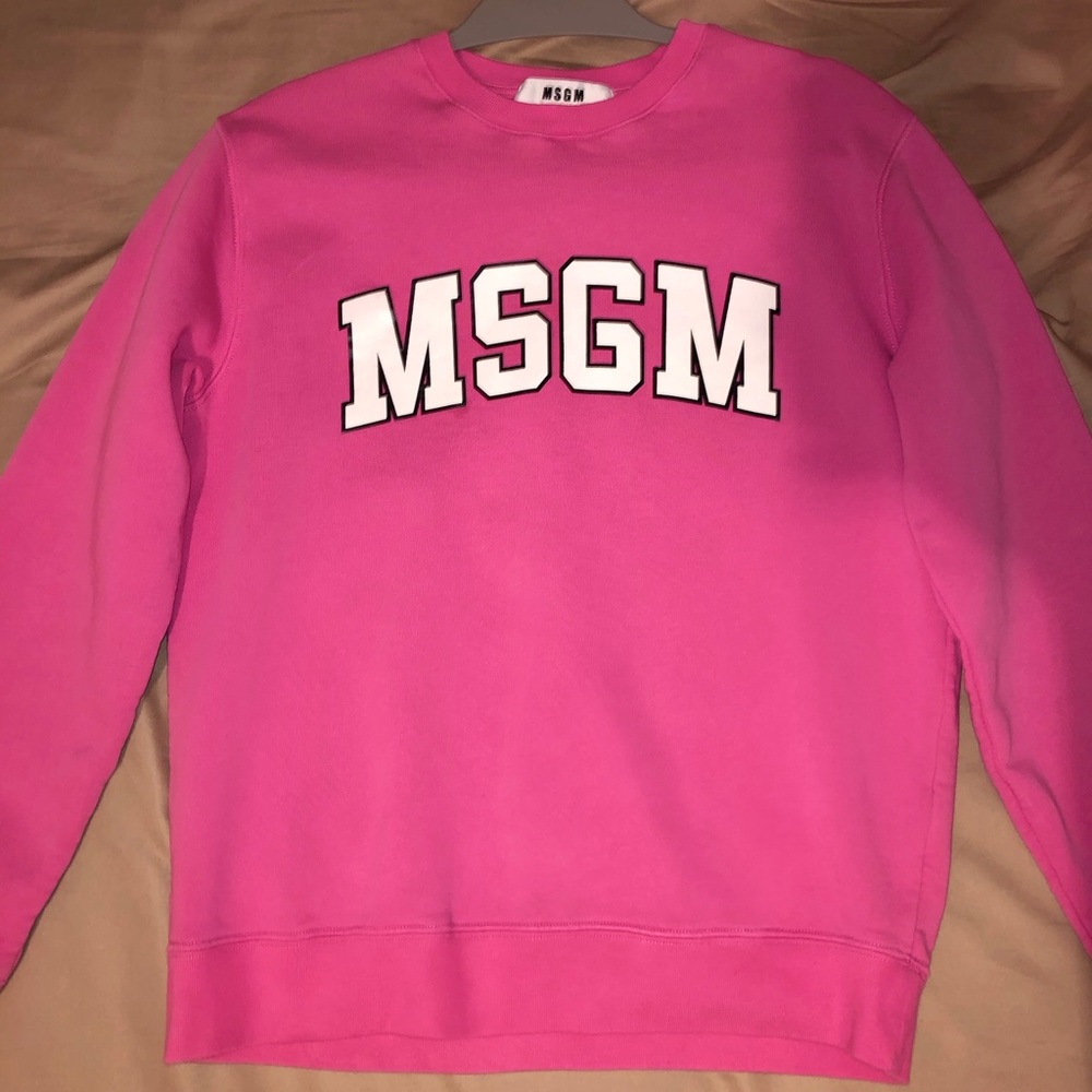 MSGM College Logo Print Cotton Sweatshirt